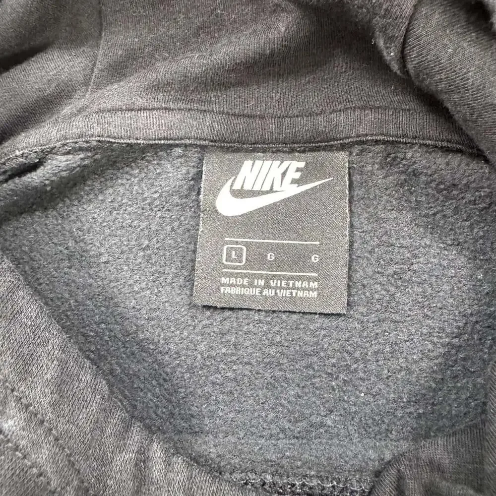 Nike Sportswear Funnel Neck Hoodie Women’s L Black Script Swoosh Pullover